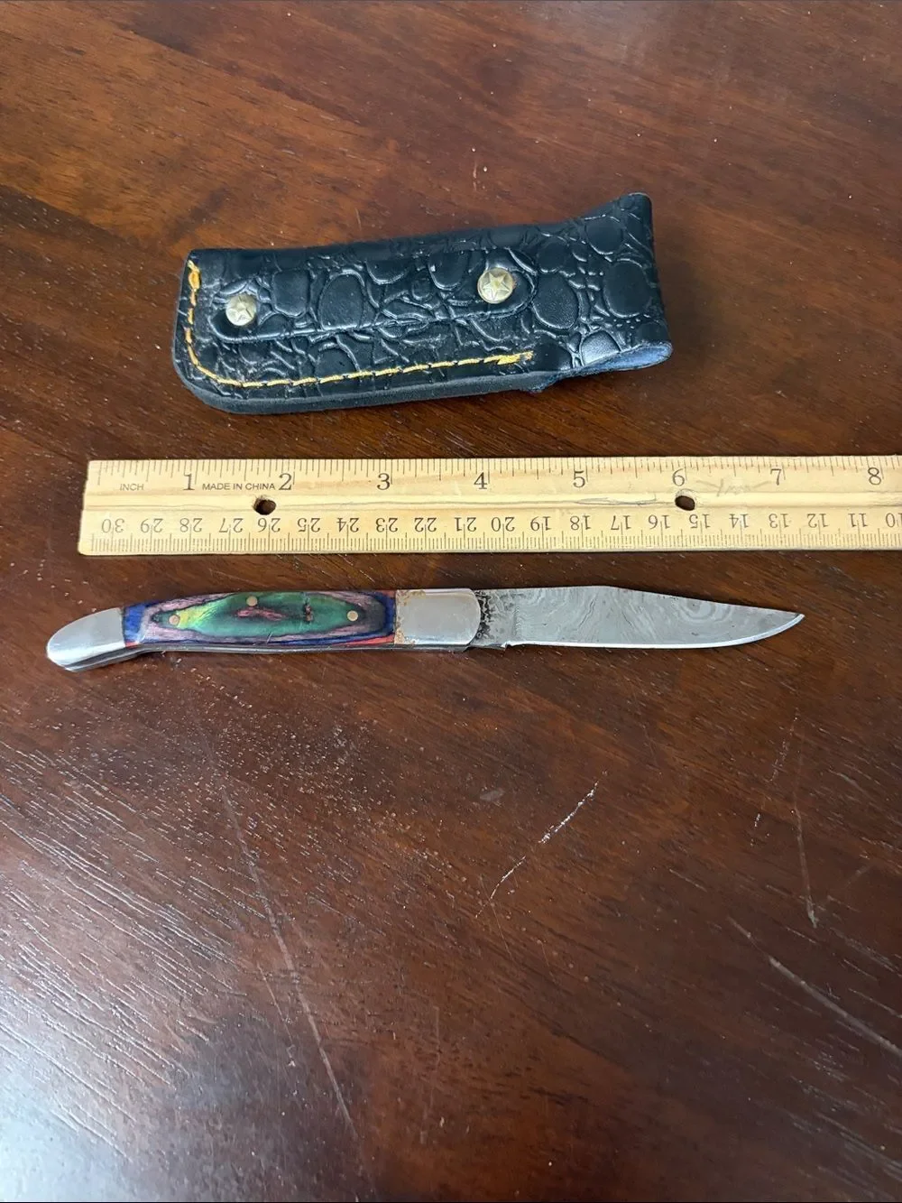 Hand crafted 7” folding Damascus steel